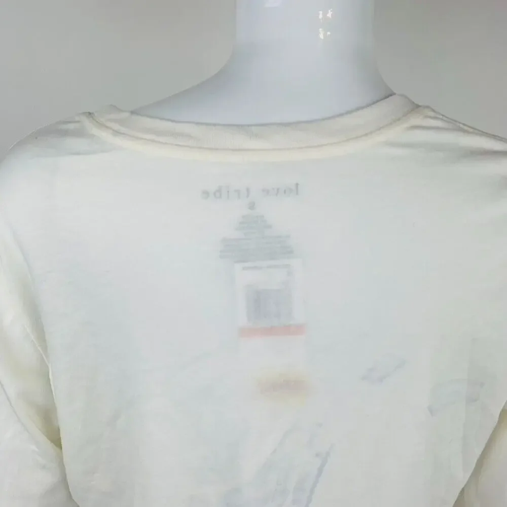 New Love Tribe Juniors Small T-Shirt I Rise Above Long Sleeve Ivory‎ Floral NWT - Picture 7 of 8
